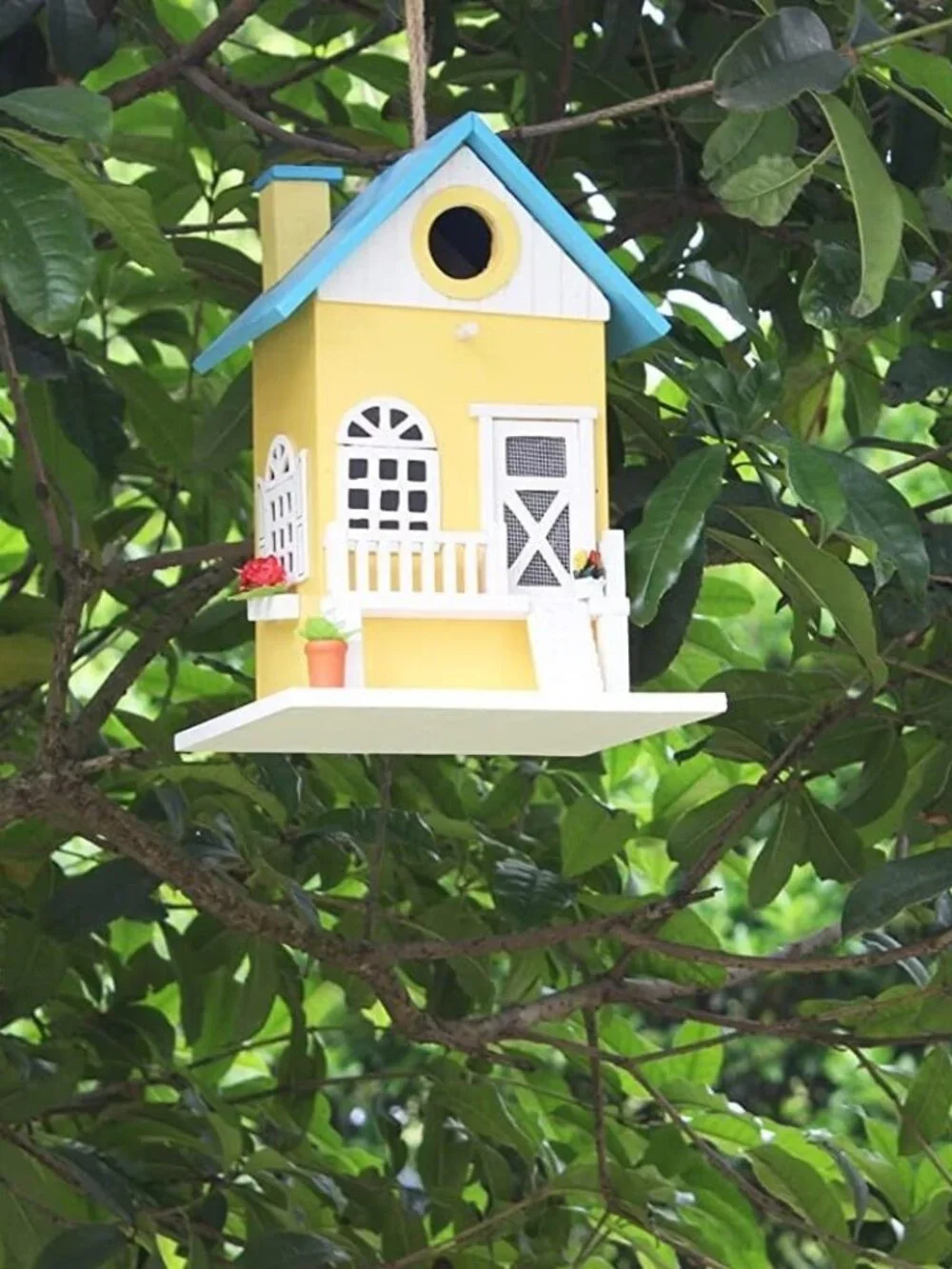 Hanging Colourful Birdhouse Bird Feeder, Wooden Humming Bird Nest, Garden Countr - Picture 3 of 8